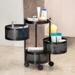 Metal Round High Quality Kitchen Trolley with Wheels (3 Layer / 1 Pc) - Image 2