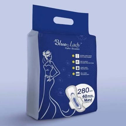 Beautiful Basics Blue Lady Long Pads With Wides Wings Sanitary Pads – 280 mm, 40-Pack