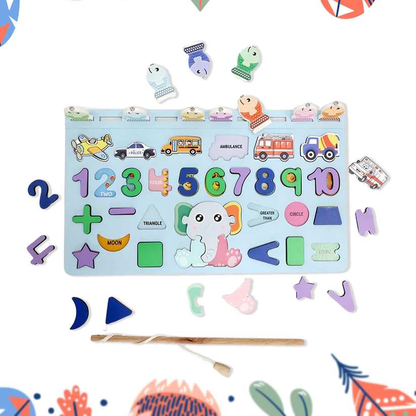 01_60f198ae-93d6-4a2d-9d79-cd6cd836db53 (1) Wooden Number Puzzle Match Board and magnetic rod - Image 1