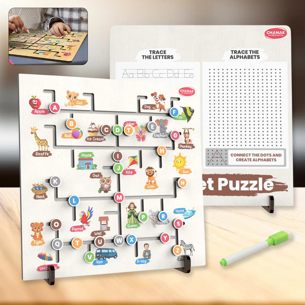 01_6200f6cb-b911-4980-9be6-aa2ad9fbf9a8 Alphabet Puzzle for Kids | Tracing & Learning Board with Animal Illustrations - Image 1