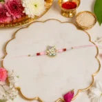 Cute Ganesha Designer Rakhi with Pink and Red Beads (1 Pc) - Image 3