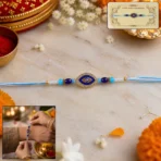 Evil Eye Designer Rakhi with Blue Beads (1 Pc) - Image 5