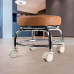 Heavy Duty Steel Base Round Rolling Stool with Wheels Pedicure Stool (1 pc) - Image 2