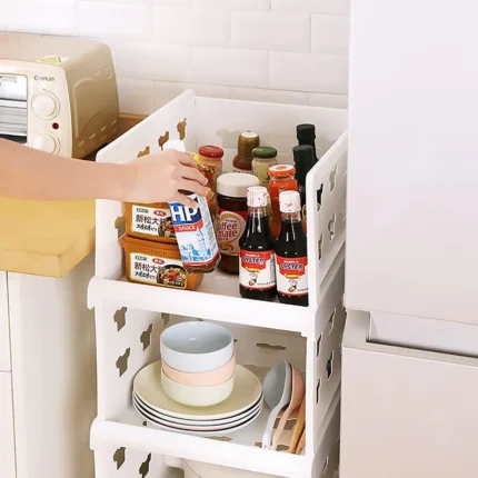 4-Layer Stackable Foldable Storage Organizer Cart Kitchen, Closet, Bedroom & Bathroom