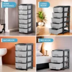 6-Layer Heavy-Duty Plastic Drawer Organizer Cabinet with Stone Texture Drawers - Image 4