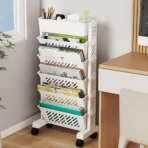 Movable Bookshelf, Large Capacity Rotatable Plastic Rolling Organization Shelf / Rack - Image 5