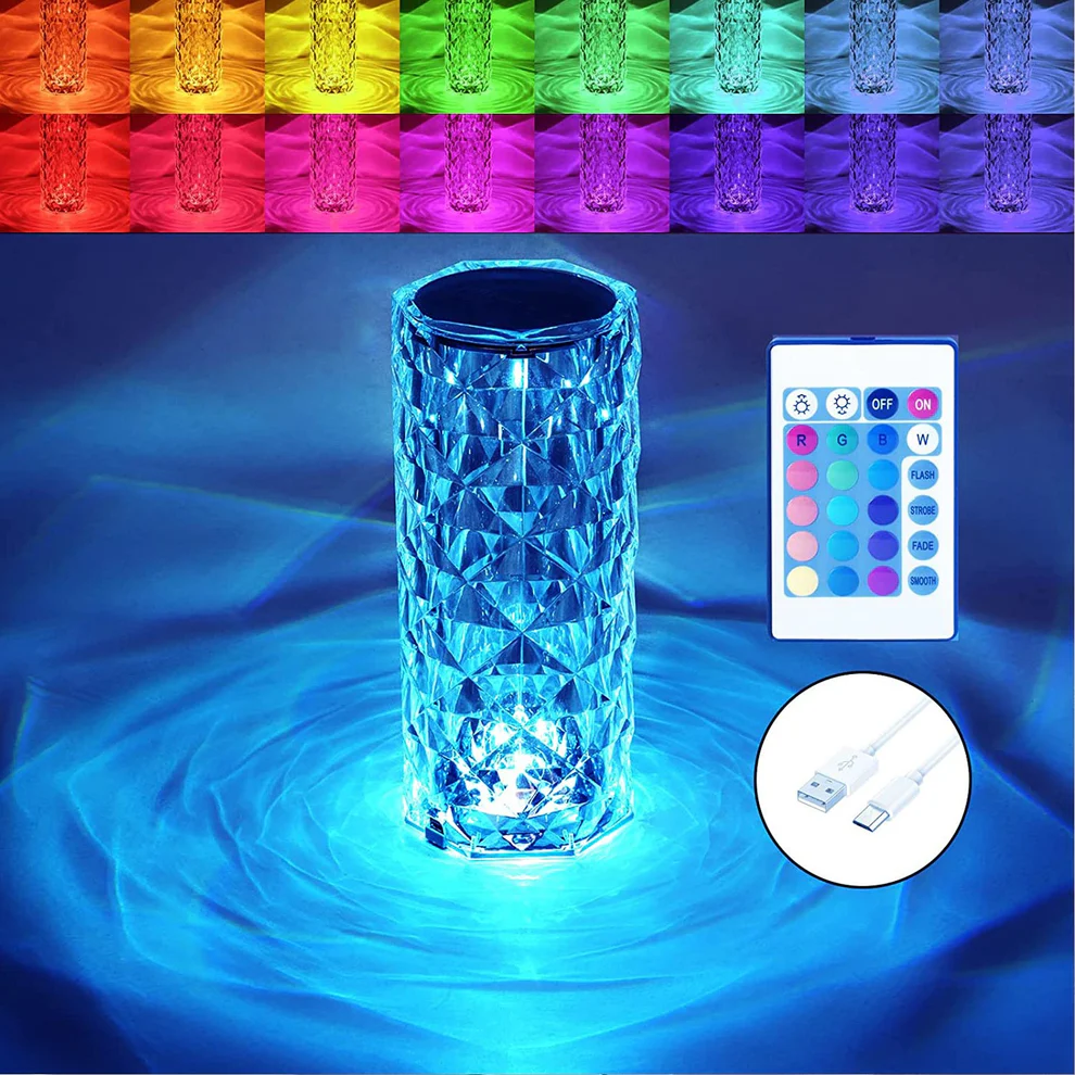 03_cda4ed02-a53e-4a2c-8a15-d363984f5748 Crystal Touch Night Light for Bedroom Decor (16 Colors, Remote, USB) - Image 1