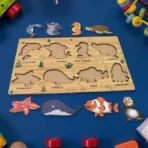 Seawater Animal Wooden Puzzle Learning Educational Board (1 Set) - Image 5