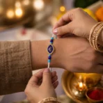 Evil Eye Designer Rakhi with Blue Beads (1 Pc) - Image 4