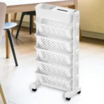 Movable Bookshelf, Large Capacity Rotatable Plastic Rolling Organization Shelf / Rack - Image 4