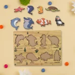 Seawater Animal Wooden Puzzle Learning Educational Board (1 Set) - Image 3