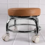 Heavy Duty Steel Base Round Rolling Stool with Wheels Pedicure Stool (1 pc) - Image 3