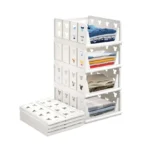 Movable Bookshelf, Large Capacity Rotatable Plastic Rolling Organization Shelf / Rack - Image 3