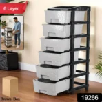 6-Layer Heavy-Duty Plastic Drawer Organizer Cabinet with Stone Texture Drawers - Image 2