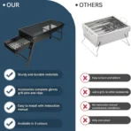 Folding Portable Barbeque BBQ Grill Set for Outdoor and Home - Image 2