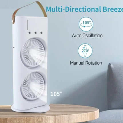Electric Fan Desktop Double-Head Powerful Air (1 Pc / With Remote / Plug and Play)