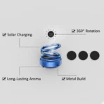 Solar Car Aroma Diffuser 360° Rotating Design, Air Freshener for Car, Home, Office - Image 3