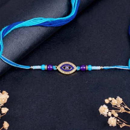 Evil Eye Designer Rakhi with Blue Beads (1 Pc)