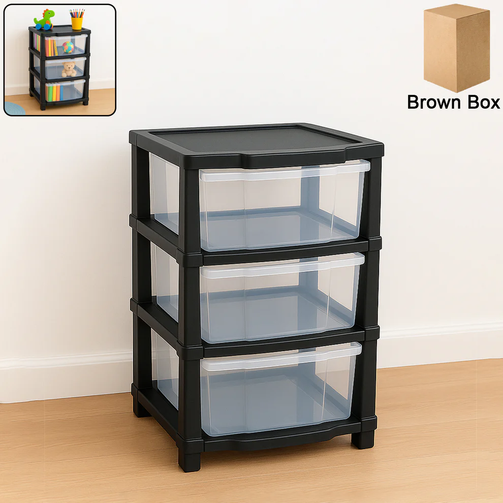 3-Storage-Drawers-01 3-Layer Classic Transparent Drawer Storage Organizer - Image 1