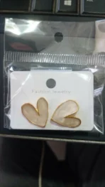 Elegant Pearl Heart Stud Earrings for Women Gold-Toned Minimal Earrings. - Image 2