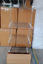 3-Tier Foldable Stainless Steel Cloth Drying Stand with Wheels - Image 2