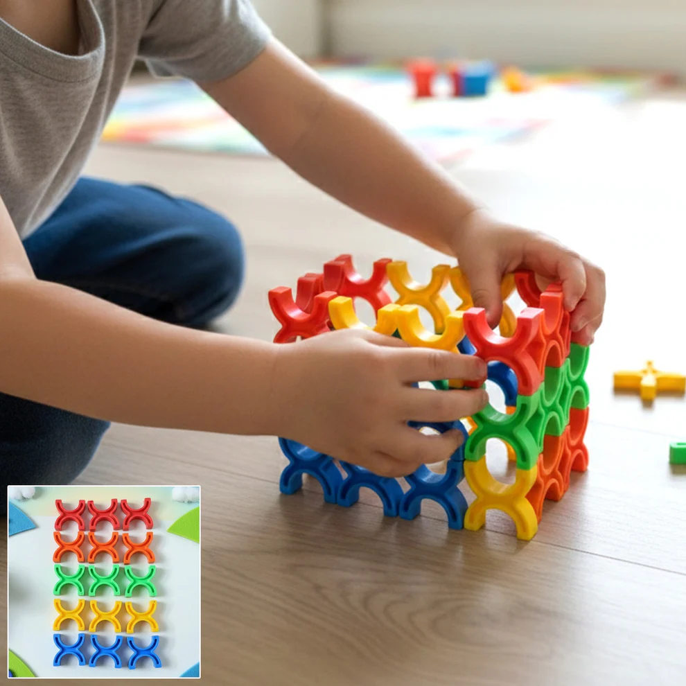 99b52e67-0901-4b46-93a4-25bca68970ad Balanced Block Colorful Interlocking Stacking Toy (1 Set) - Image 1