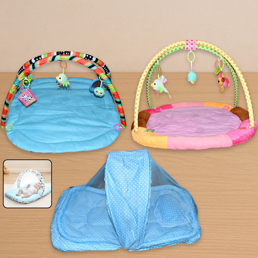 Baby-Mosquito-Net-01 Multipurpose Baby Play Gym and Sleeping Mat (Mix Design / 1 Pc) - Image 1