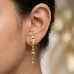 Traditional Gold Plated Casting Chain Drop Earrings for Women Ethnic Wear - Image 2