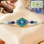 Turquoise Evil Eye Hexagon Designer Rakhi