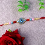 Evil Eye Designer Rakhi with Multicolor Beads (1 Pc) - Image 4