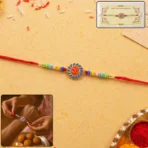 Om Designer Rakhi with Multicolor Beads (1 Pc) - Image 2