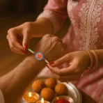 Om Designer Rakhi with Multicolor Beads (1 Pc) - Image 3