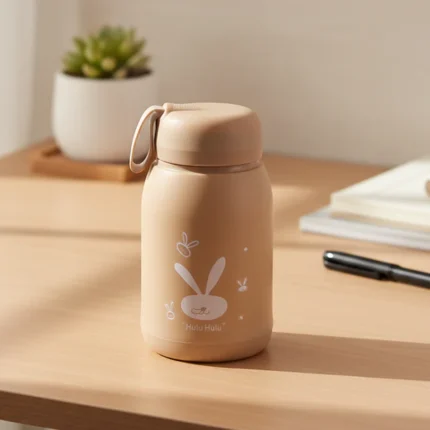 Cute Bunny Print Glass Drinking Bottle (330ML / 1 Pc, Mix Color)