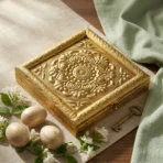 Handcrafted Golden Embossed Floral Mandala Design Metal Jewelry Box - Image 2