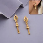 Traditional Gold Plated Casting Chain Drop Earrings for Women Ethnic Wear