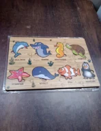 Seawater Animal Wooden Puzzle Learning Educational Board (1 Set) - Image 2