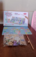 Wooden Number Puzzle Match Board and magnetic rod - Image 2
