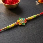 Multicolor Floral Star Kundan Designer Rakhi - Image 3