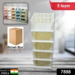 5 Layer Stackable Multifunctional Storage,for Clothes Foldable Drawer Shelf Basket Utility Cart Rack Storage Organizer Cart for Kitchen, Pantry Closet, Bedroom, Bathroom, Laundry (5 Layer 1 Pc) - Image 7