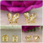"Gold Plated Multicolored AD Butterfly Stud Earrings" for women and girls - Image 7