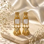 Premium Gold-Plated Traditional Pearl & Stone Jhumka Kashmiri Earrings