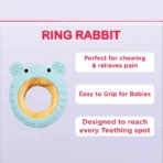 Truzo Toys Ring Rabbit Baby Teether | Soft Silicone & Wooden Teething Ring Infants - Image 6