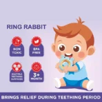 Truzo Toys Ring Rabbit Baby Teether | Soft Silicone & Wooden Teething Ring Infants - Image 4