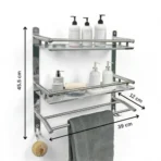 Multipurpose Wall Mounted Bathroom Shelf Organizer with Towel Bar and Storage Rack - Image 5