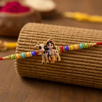 Lord Krishna with Cow Designer Rakhi (1 Pc)