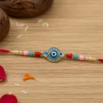 Evil Eye Designer Rakhi with Multicolor Beads (1 Pc) - Image 7