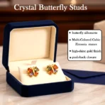 "Gold Plated Multicolored AD Butterfly Stud Earrings" for women and girls - Image 5