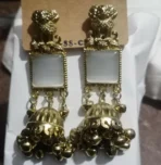 Premium Gold-Plated Traditional Pearl & Stone Jhumka Kashmiri Earrings - Image 5
