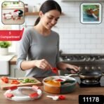 Plastic 5 Compartment Spice Storage Box With Spoons - Image 2