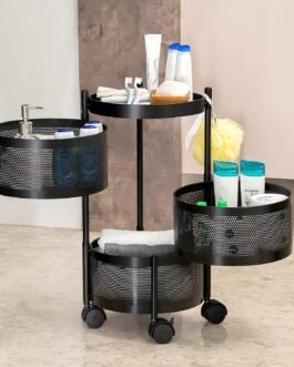 Metal Round High Quality Kitchen Trolley with Wheels (3 Layer / 1 Pc)